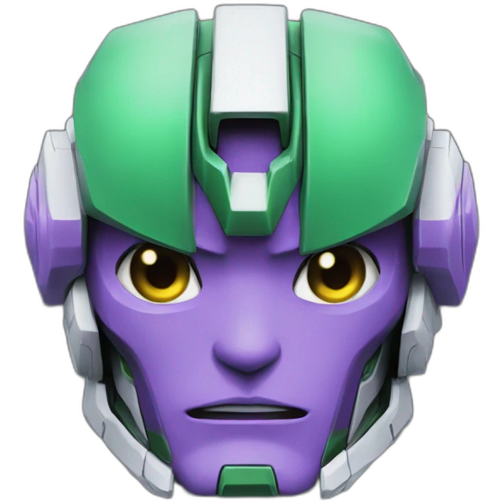 purple and green gundam mecha face emoji