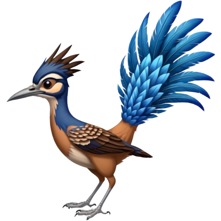 realistic roadrunner bird emoji, tail pointed down, realistic colors emoji