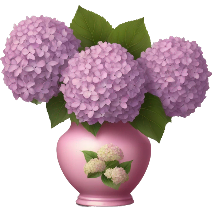Lilac Hydrangeas in pink vintage vase emoji