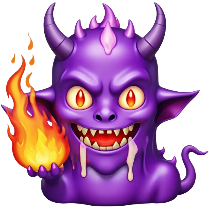 purple devil melting with fire emoji