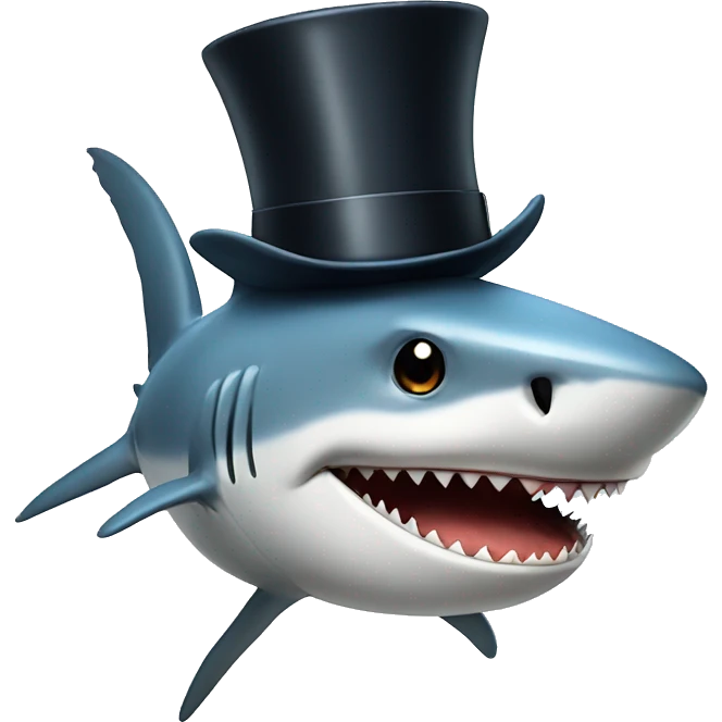 Shark with a top hat emoji