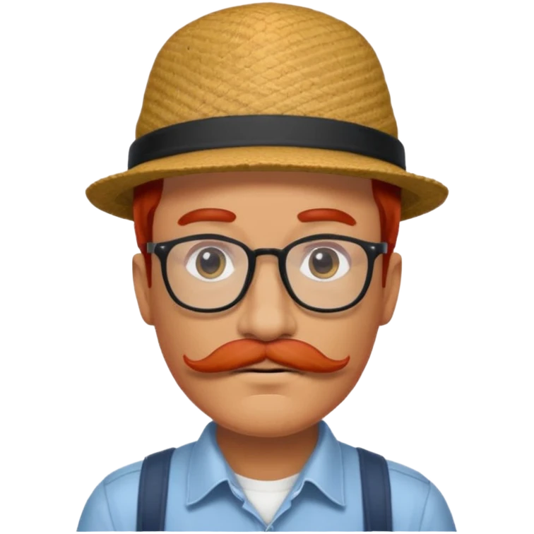 venice gondolier with red hair, iconic hat, normal glassess and mustache emoji