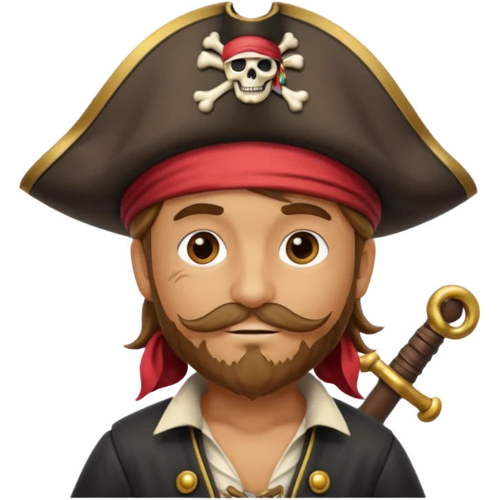 create an emoji of pirate capitan on the bow of the ship in epic posture, pirate style emoji