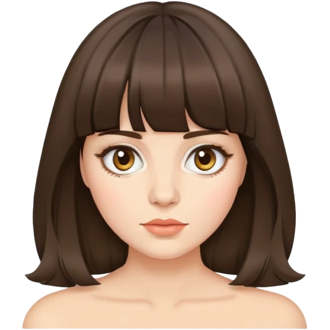 Brunette women with curtain bangs  emoji