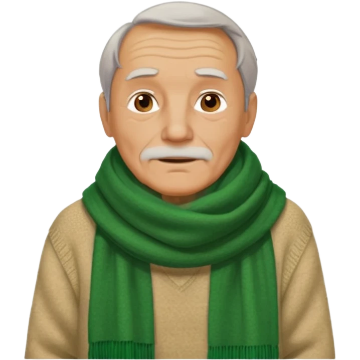 old man with big green scarf and layered sweater emoji