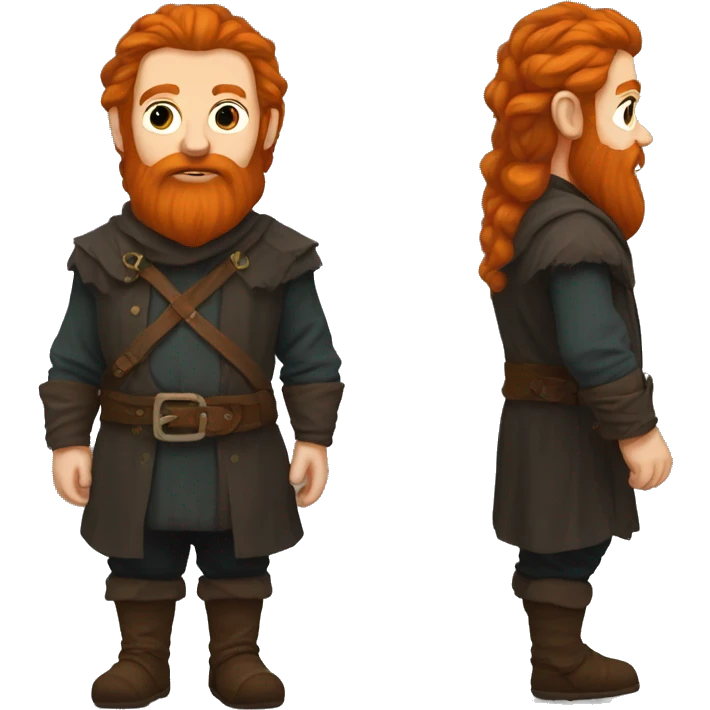 Full body of a rogue dwarf with a long ginger  beard emoji