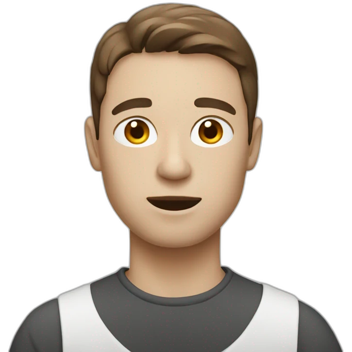 A blind man with brown hair and white face colour emoji