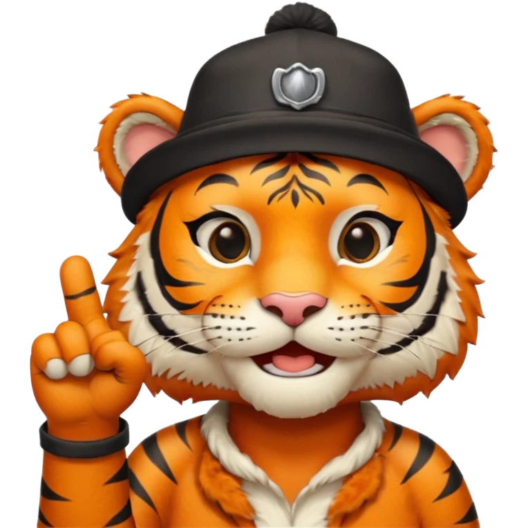 тигр в шляпе с пальцем вверх emoji