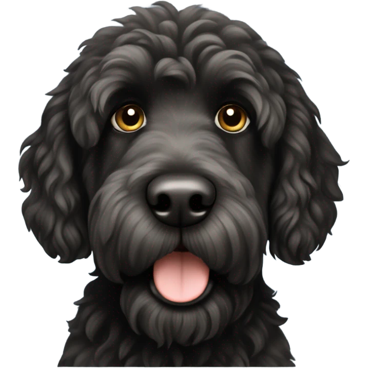 Big Black labradoodle dog emoji