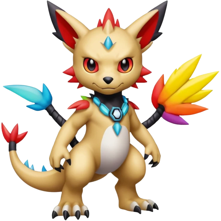 colorful fantasy edgy cool badass cute Digimon-Fakémon, with random markings, full body emoji