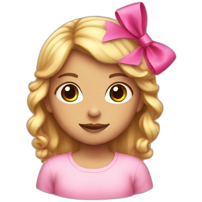 A girl witha pink bow on her hair emoji