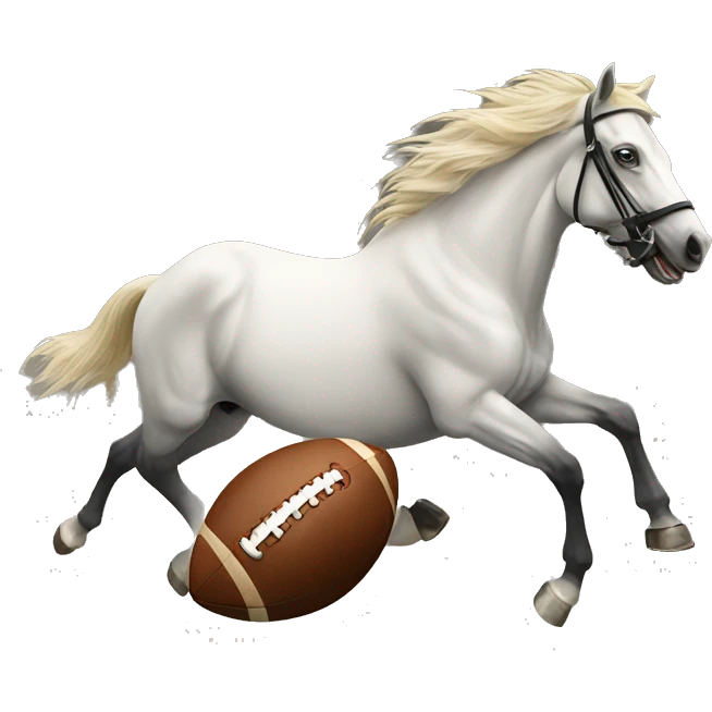 Horse catching a football emoji