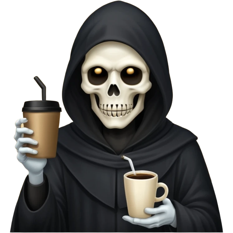grim reaper with a phone and coffee emoji