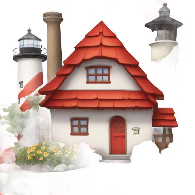 Cottage and lighthouse  emoji
