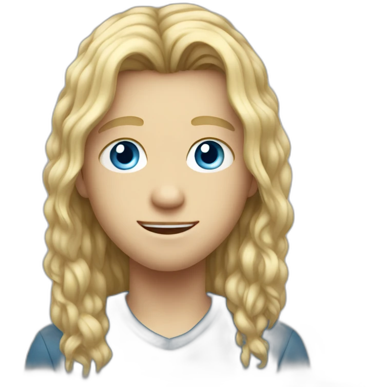 blue-eyed teen-ager boy with long blond hair emoji
