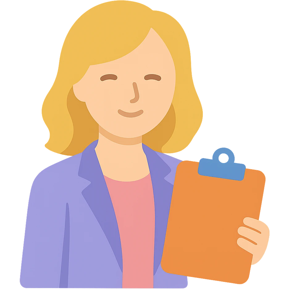 a stylish and elegant woman project manager with a relaxed demeanor, holding a clipboard emoji