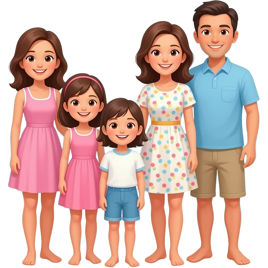 family: 3 sisters a mom and a dad on the beach emoji