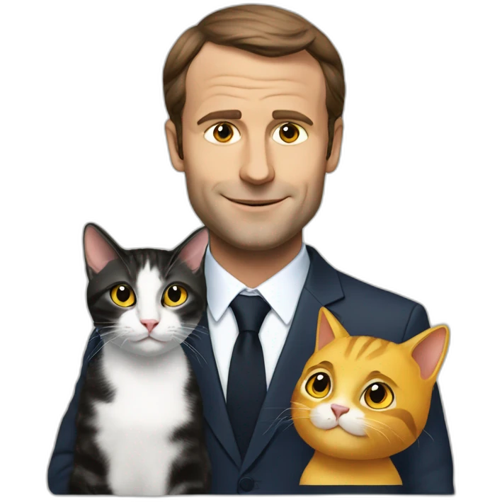 Macron with cat emoji
