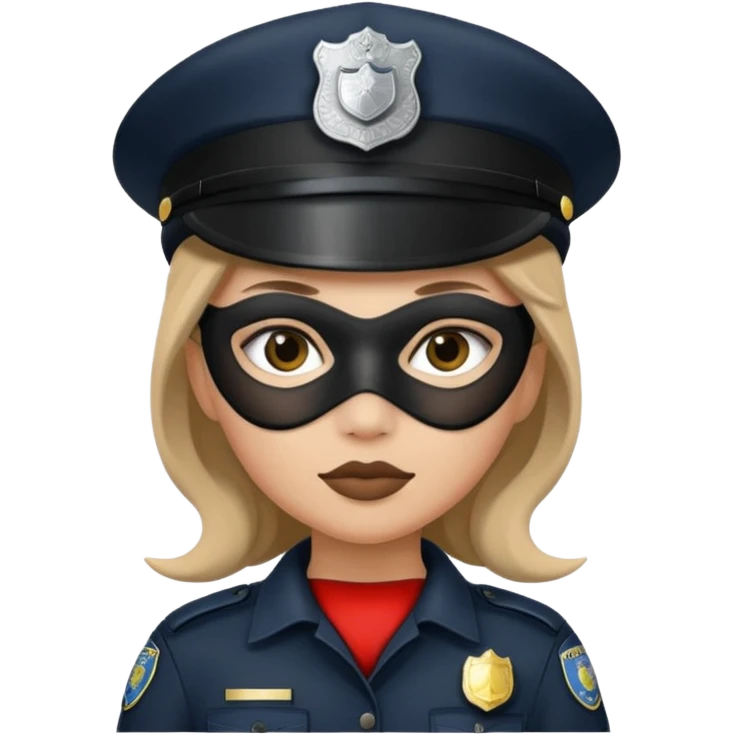 thief with police hat, thief mask, thief black dress. emoji