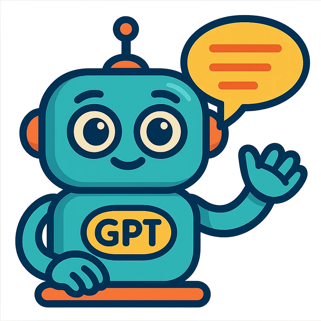 ChatGPT, cartoon style, friendly chatbot, big eyes, chat bubble emoji