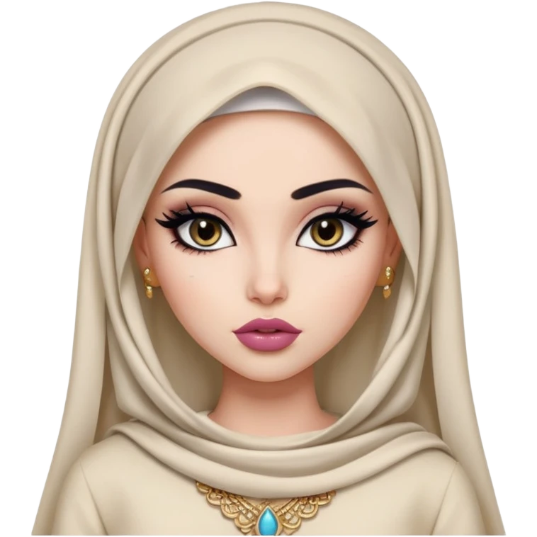 arabian, pretty lips, clothes, pale skin,  dark bl, pretty bratz baddie, black eyeliner emoji