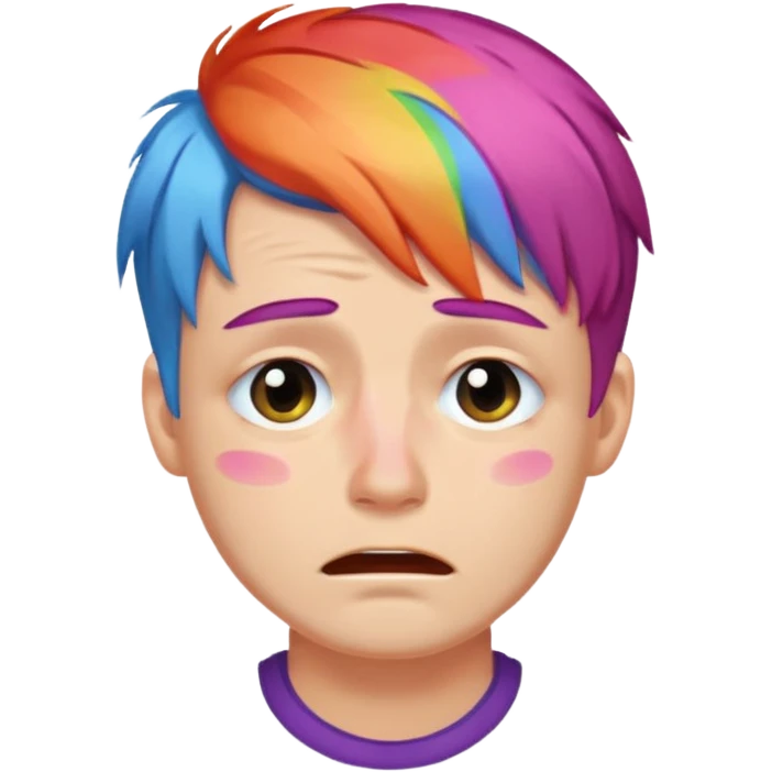man crying with colored lgbt hair emoji