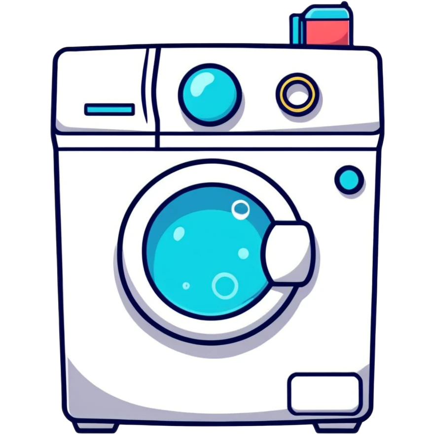 cute washing machine with soapy bubbles emoji