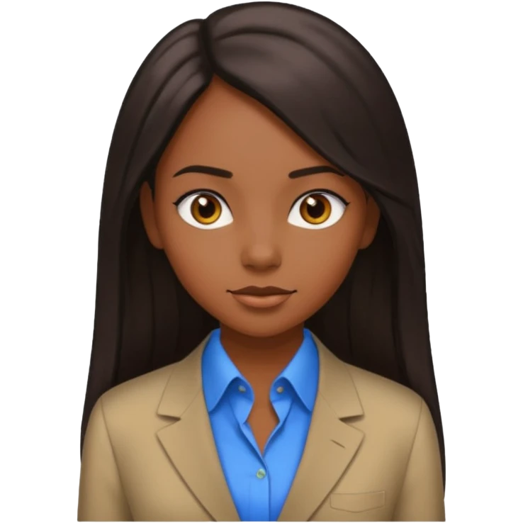 black girl working in colored formal shirt and long sleek hair emoji