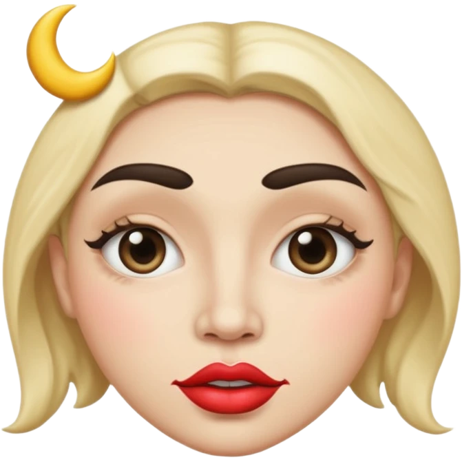 Moon face with giant lips and very thick eyebrows emoji