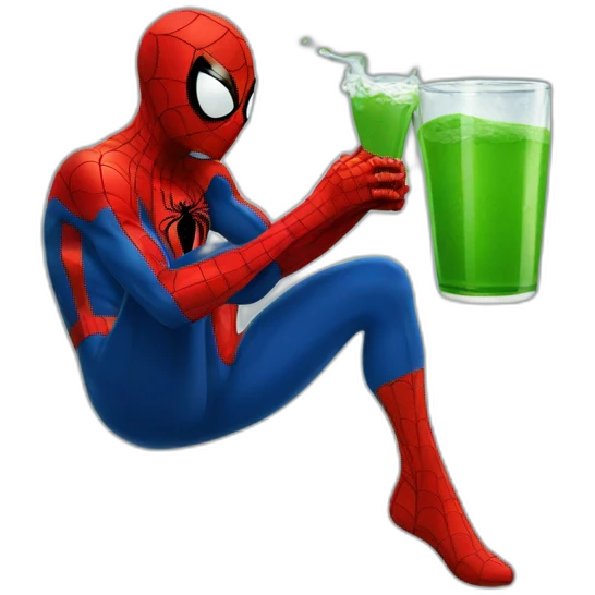 Spiderman drinking à vert emoji
