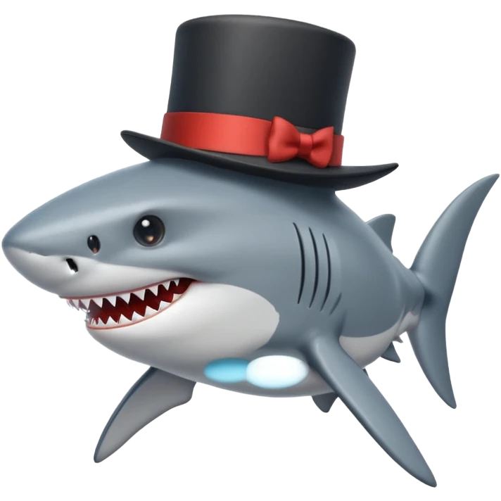 Shark with a top hat emoji