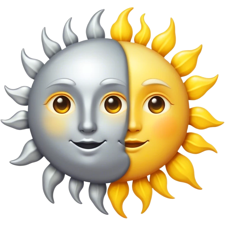 a really bright sun and a moon who shines because of it. the sun is bigger and the moon bright too emoji