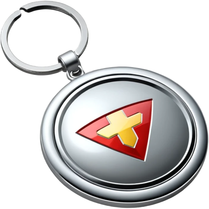 Car logo key chain – shiny metal car brand emblem.
 emoji