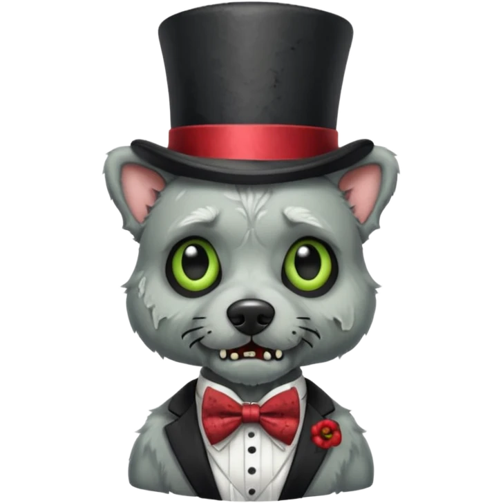 zombie dog with bow tie and top hat emoji
