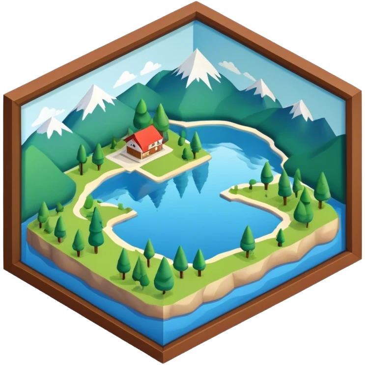 lake landscape isometric 3d emoji