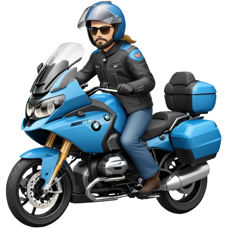 blue BMW RT1200 touring motorcycle with rider emoji
