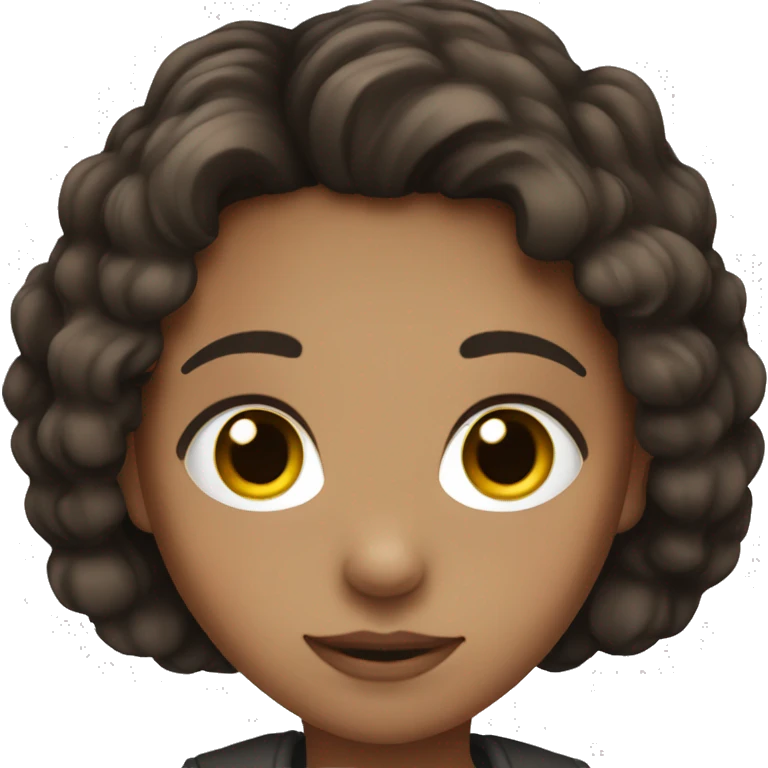 Girl with dark brown hair and hazel eyes  emoji