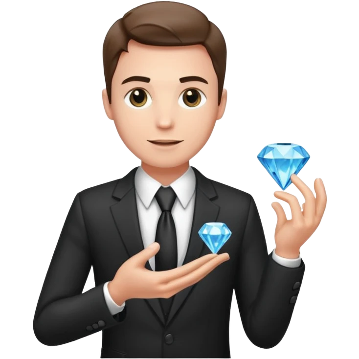 business man in suit holding a diamond emoji