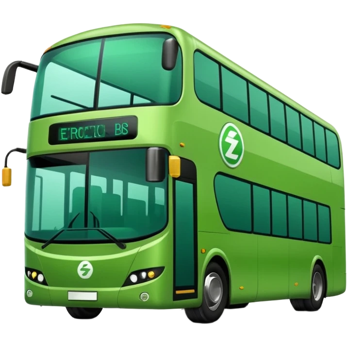 green electric bus with large zero-euro coin symbol emoji