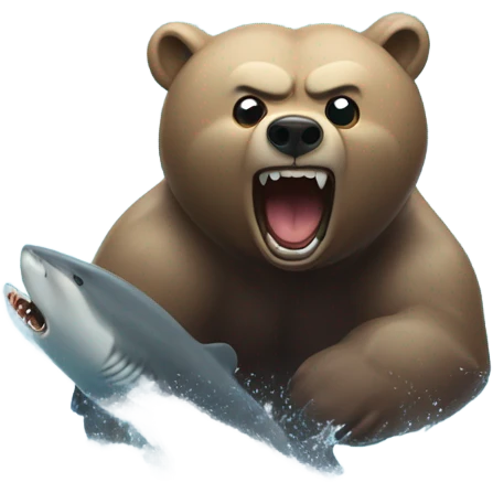 Bear chasing a shark emoji