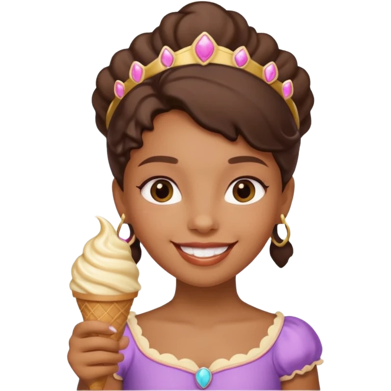 brown Princess with ice cream emoji