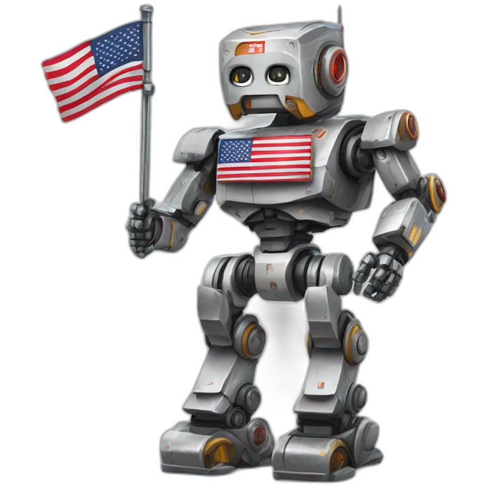 mech robot with american flag emoji