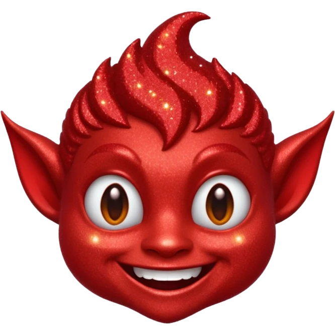 red glitter smilling imp emoji