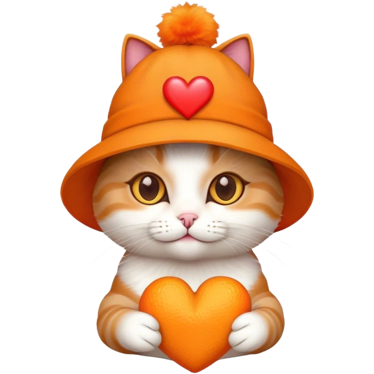 A cat wearing a hat with a heart emoji