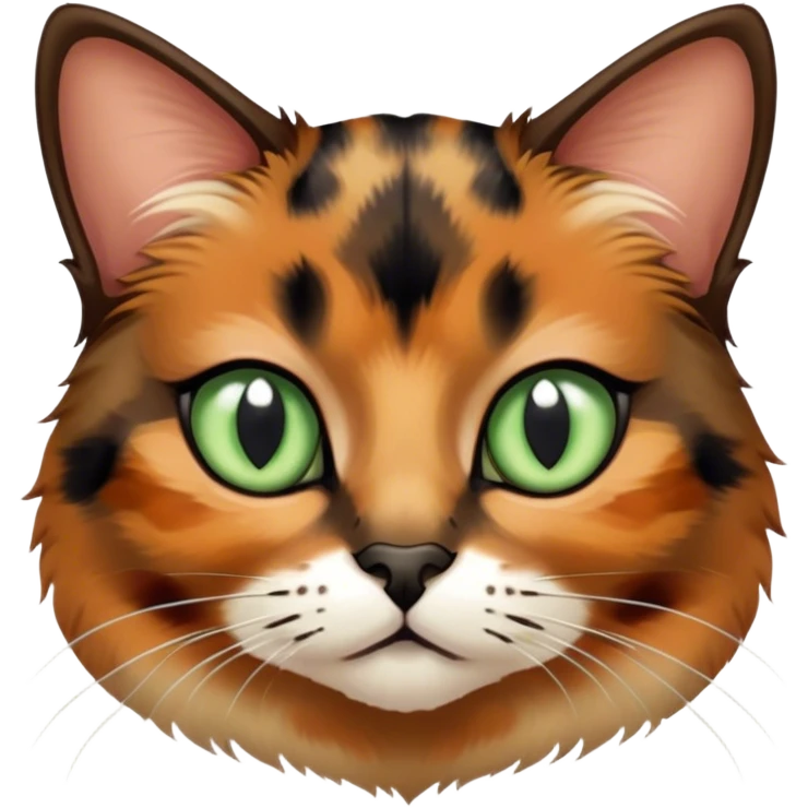 Tortoiseshell color cat with sage green eyes emoji