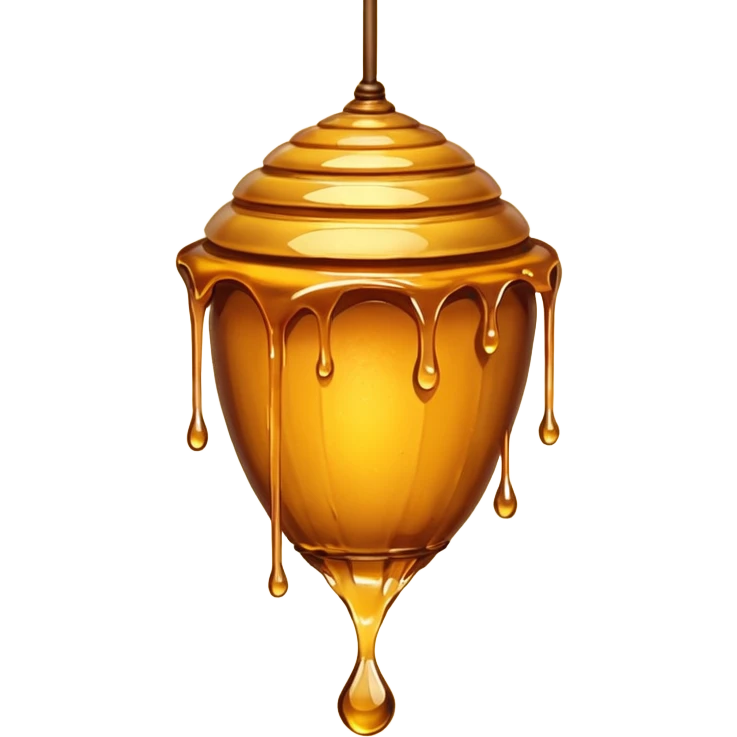A hanging beehive dripping golden honey from its base. emoji