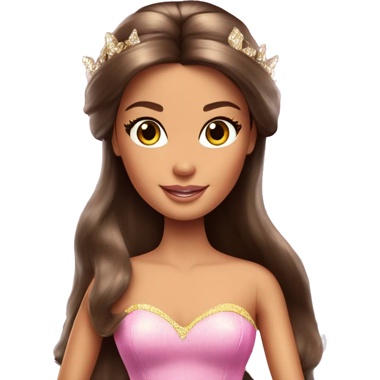 Attractive Barbie brunette tan fairy princess emoji