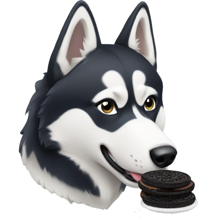 Husky eating a oreo emoji