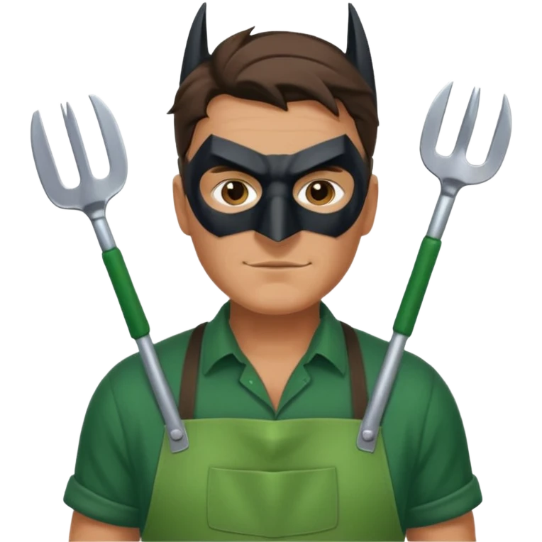 gardener with tanned skind and batman mask emoji