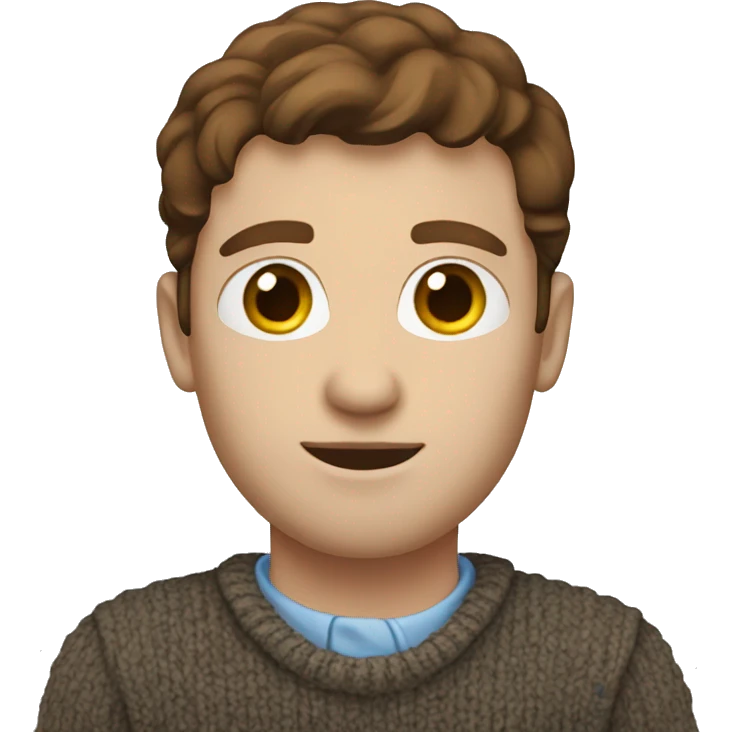project manager with brown hair and sweater and blue eyes emoji